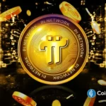 Logotipo da Pi Network em formato de moeda dourada com símbolo Pi em destaque.