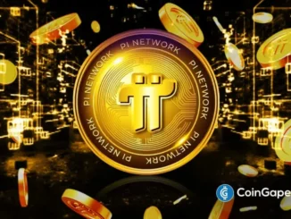 Logotipo da Pi Network em formato de moeda dourada com símbolo Pi em destaque.