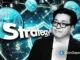 Tom Lee da BitMine ao lado de logo Strategy com moedas Bitcoin e símbolos de dólar em fundo tecnológico azul.