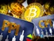 Imagem 3D com símbolo Bitcoin dourado e letras PPI e CPI em destaque com gráficos de velas ao fundo.