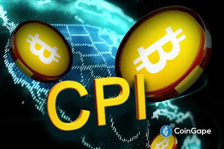 Ilustração conceitual mostrando símbolos do Bitcoin e texto CPI em fundo tecnológico digital.