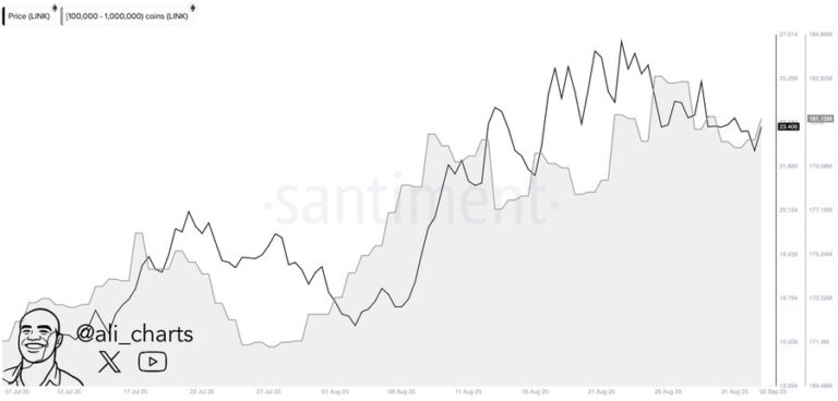 Gráfico diário LINK/USD do TradingView mostrando estrutura técnica otimista com meta de US$ 40.