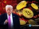 Montagem Trump Bitcoin bandeira China representando impacto acordo comercial criptomoedas