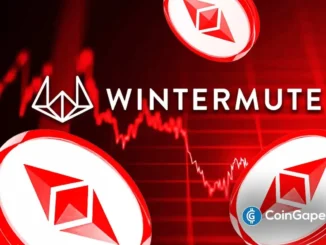 Ilustração da Wintermute com símbolo do Ethereum e gráfico descendente em fundo vermelho