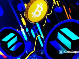 Representação 3D de moeda de Bitcoin dourada com símbolos do Solana em fundo escuro com gráficos